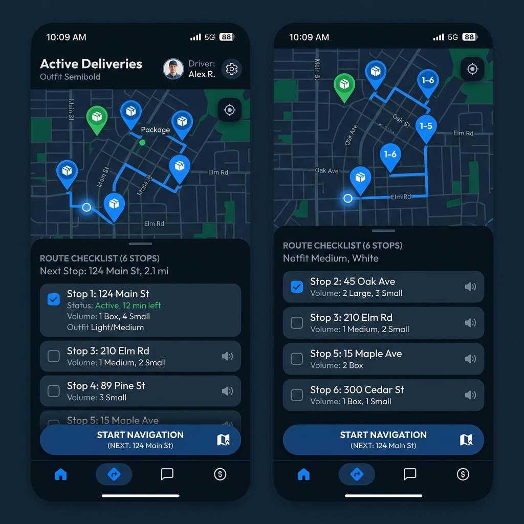 CASS Driver GPS Map interface with real-time job routing